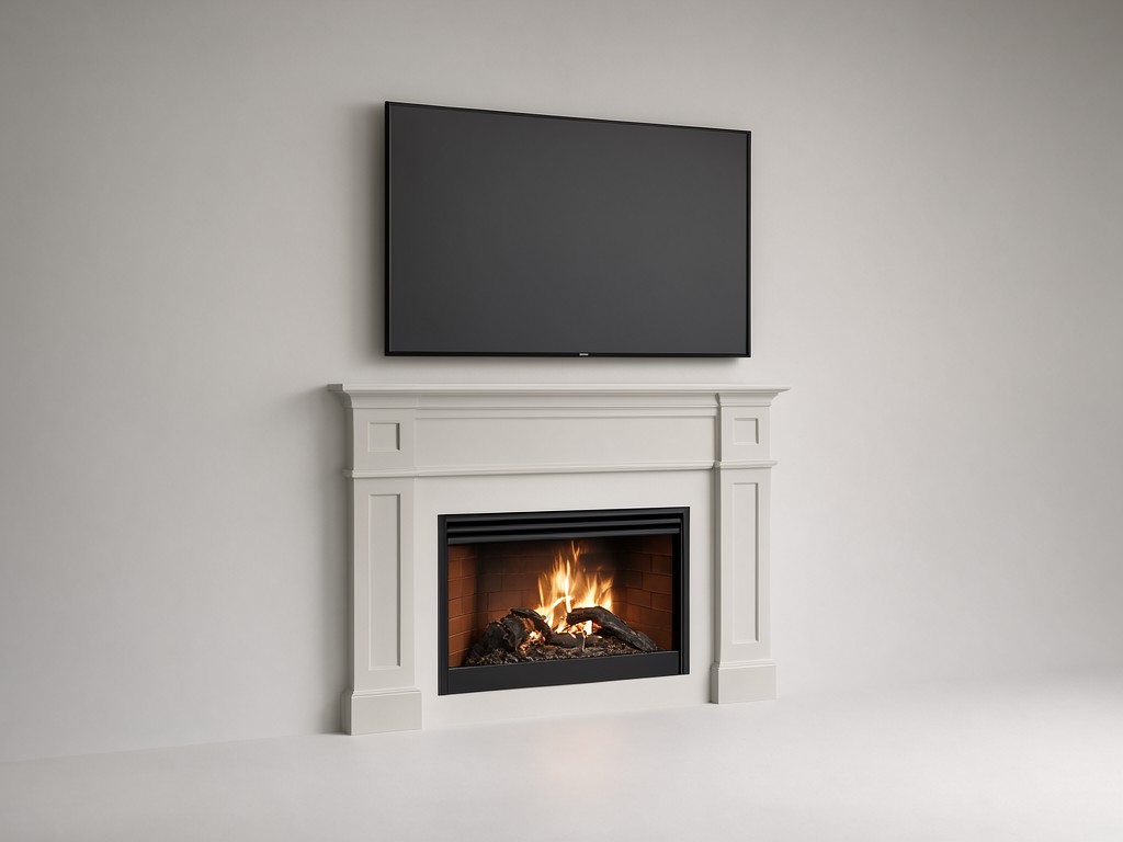 Custom Living Room Feature Wall With Fireplace And Tv Solution
